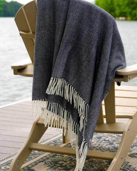 Alashan Cashmere Cotton & Acrylic "The Adirondack Herringbone" Woven Throw