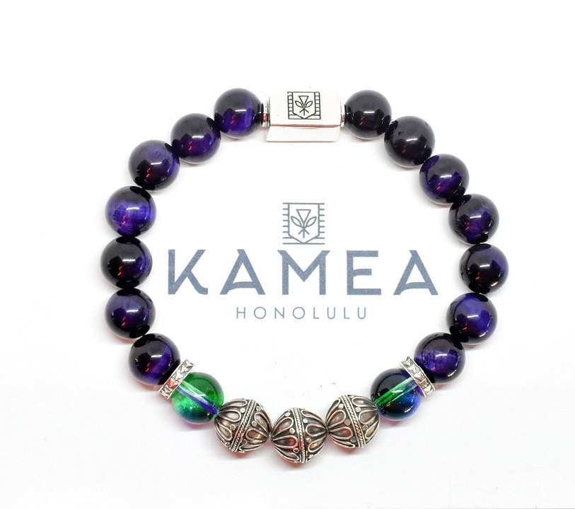 Kamea Island Jewelry  Poni Men's Bracelet 10mm Purple Tiger Eyes | Island Pursuit | Free shipping over $100