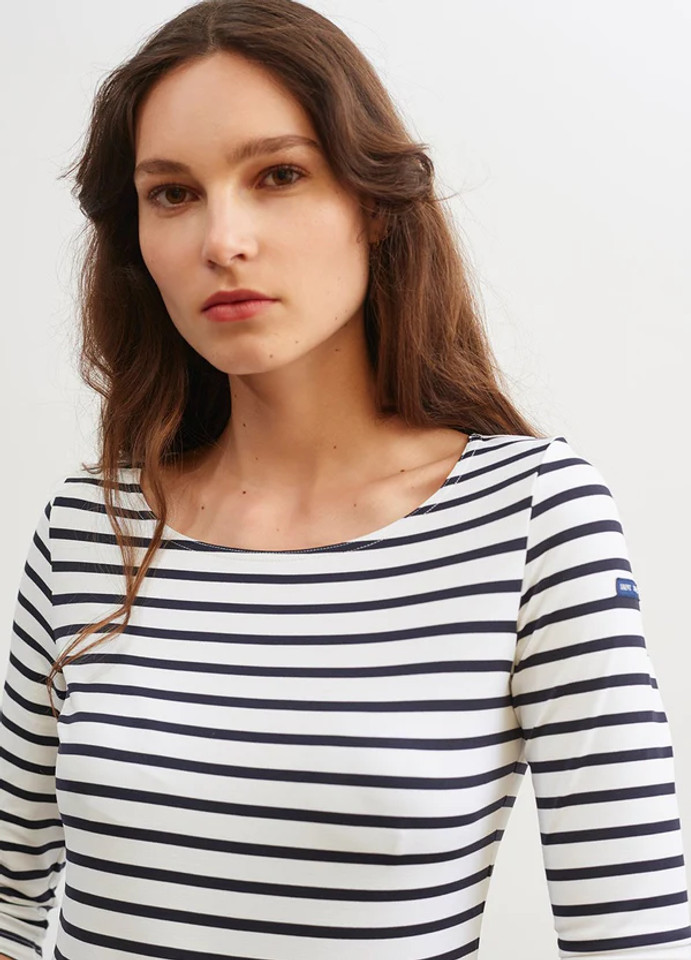 Saint-James Garde Cote III R Nautical Striped Sport Top in navy and white stripe
