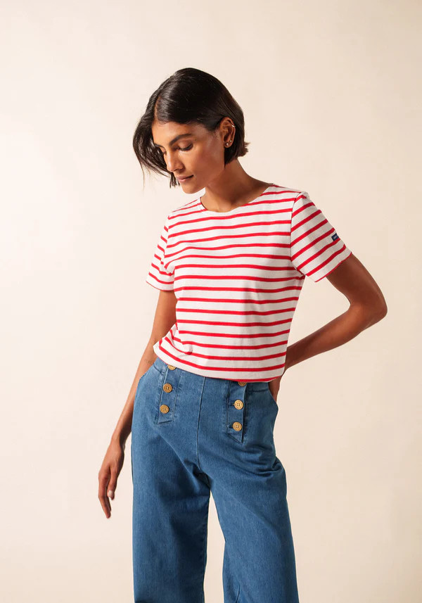 Saint-James Women's Estriile Short Sleeves Nautical Stripe Tee