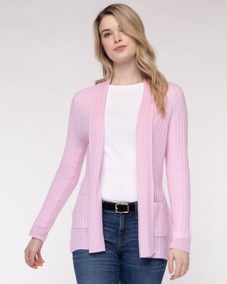 Claudia Nicole 100% Cashmere Cozy Rib Raglan Duster in Beach Pink 