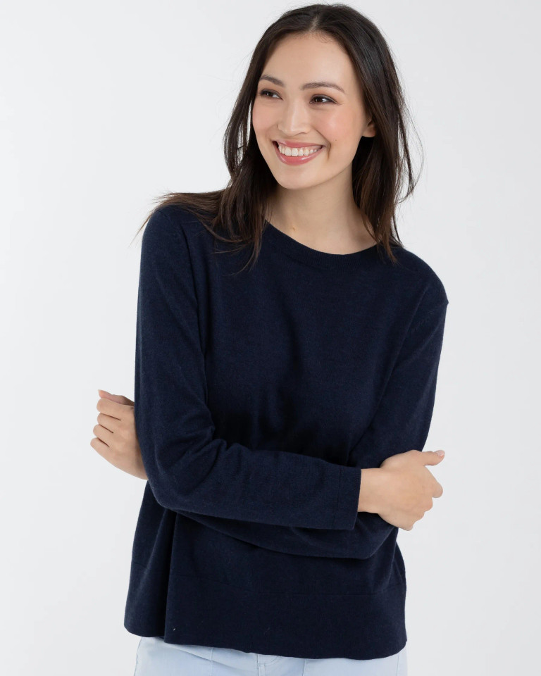 Alashan Cashmere Sanibel Cotton Cashmere Relaxed fit Sweater in Abyss