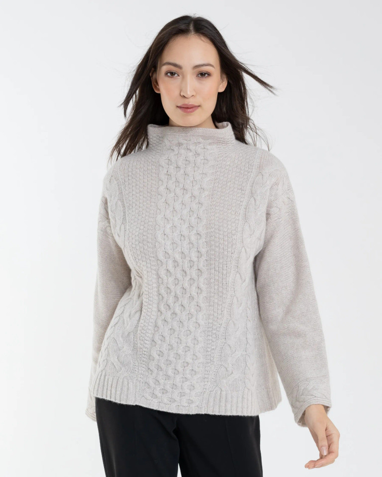 Alashan Cashmere Nell Luxe Cable Funnel in Latte