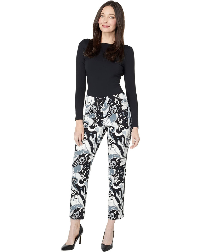 Pull-On Ankle Pants - Black Tropical