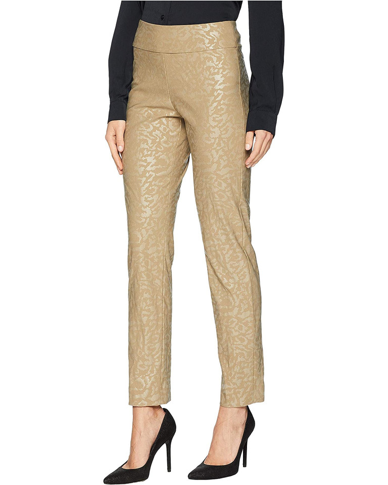 Krazy Larry Microfiber Skinny Pull-On Dress Pants in Taupe Animal features Pattern on top of Taupe 