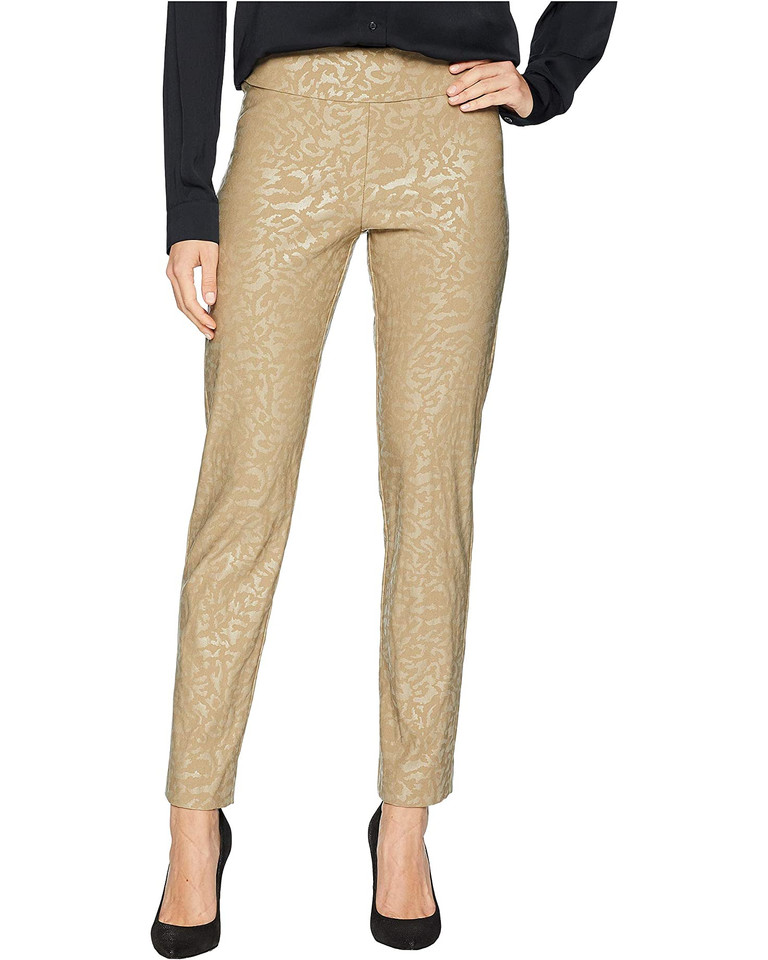 Krazy Larry Microfiber Skinny Pull-On Dress Pants in Taupe Animal features Pattern on top of Taupe 