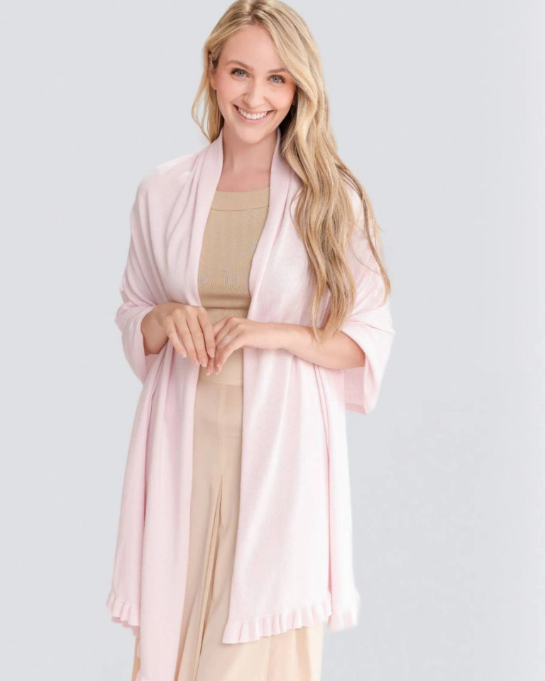 Alashan Cashmere Cotton Cashmere Ruffle Trim Mini Travel Wrap