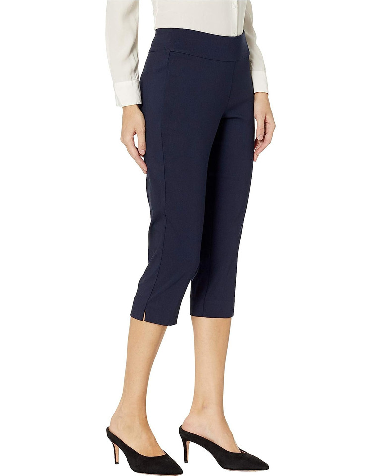 Side view of Krazy Larry  Pull-On Capri Pants in Navy