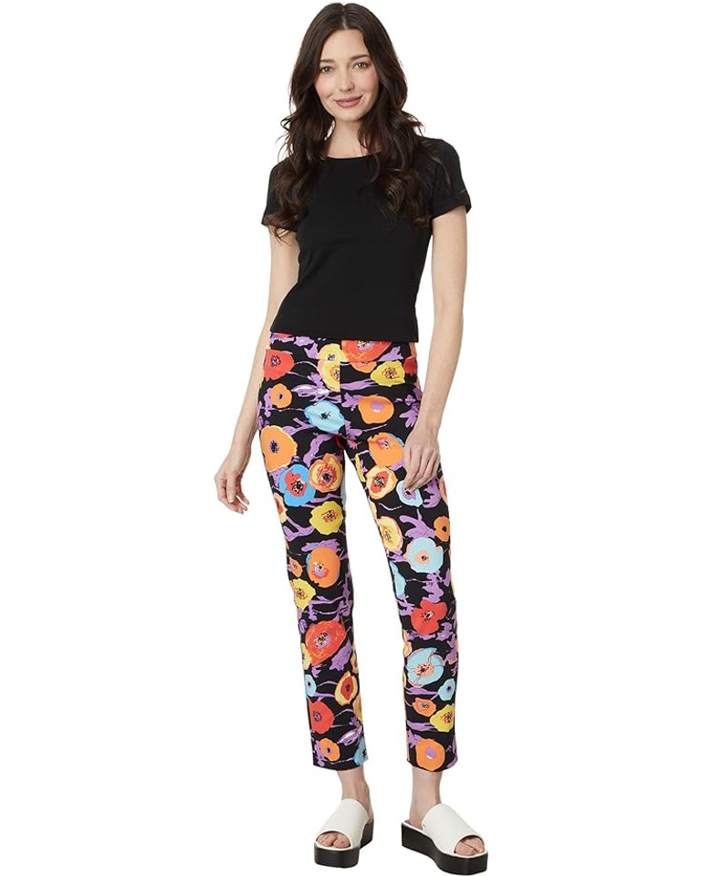 Krazy Larry Pull-On Ankle Pants Black Floral