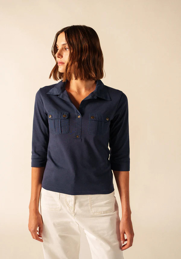 Saint James Women's Oléron 3/4 Sleeve Polo Shirt | Island Pursuit | Free shipping over $100