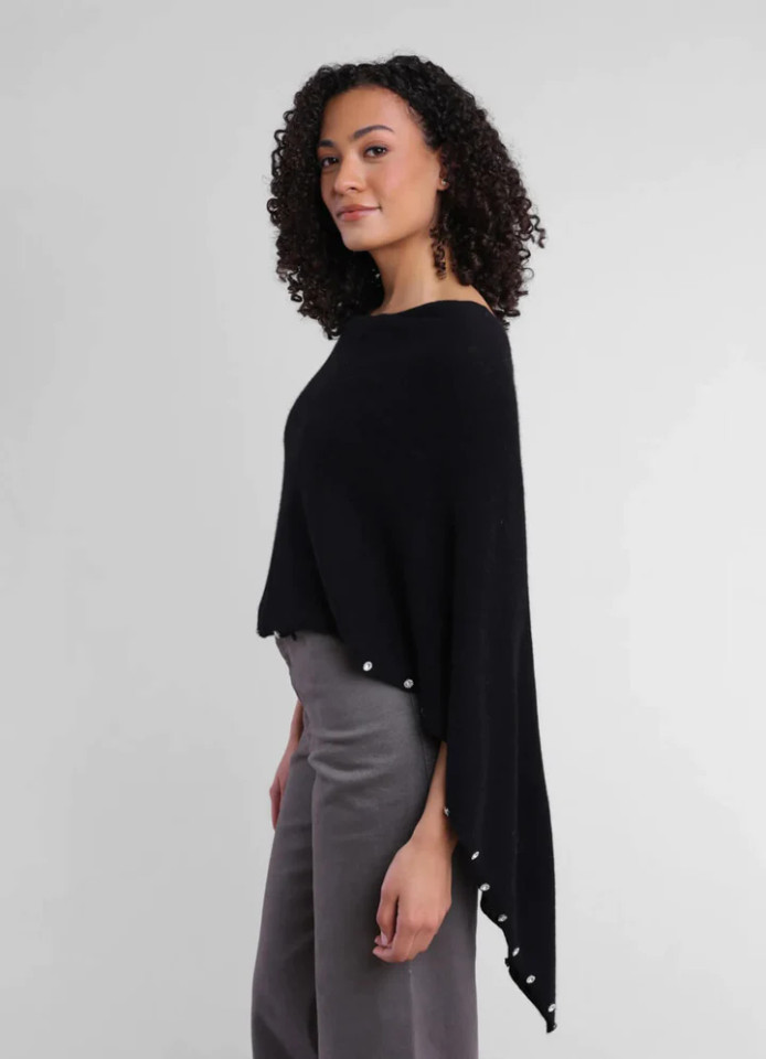 Alashan Cashmere  Cashmere Rhinestone Dress Topper in Black