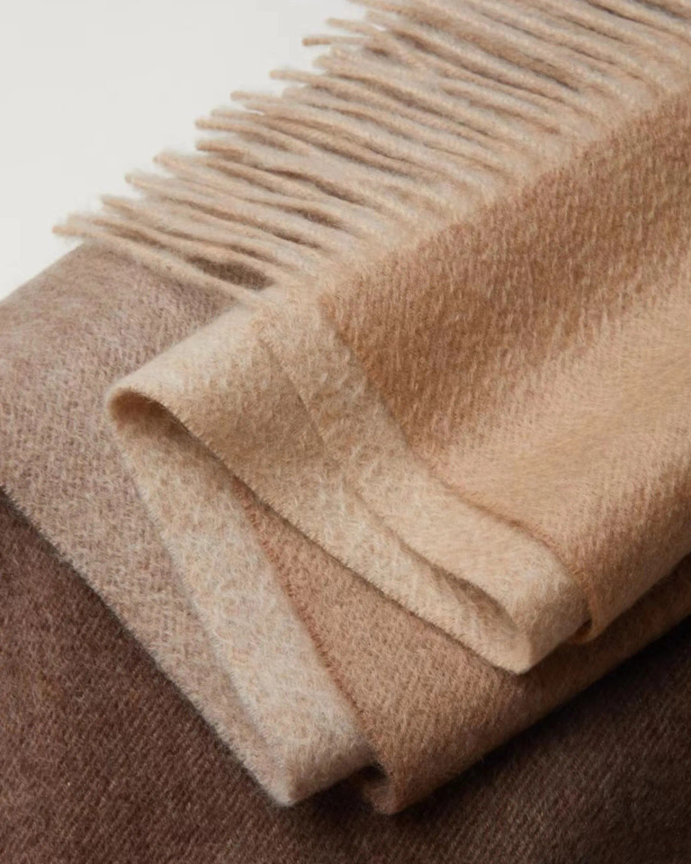 Alashan Cashmere 100% Fine Mongolian Cashmere Tricolor Woven Scarf