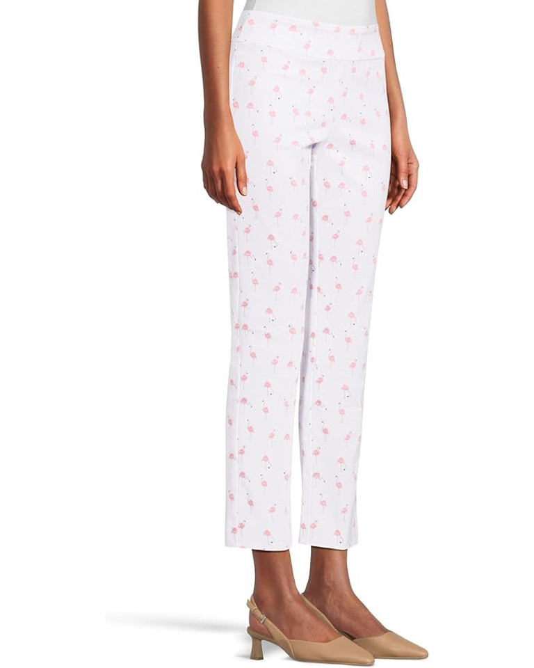 Krazy Larry Pull-On Ankle Pants in White Flamingo