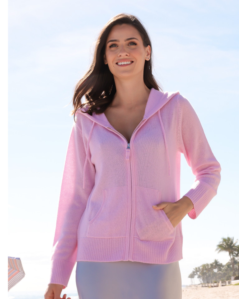 Alashan Cashmere 100% Cashmere Vivian Zip Hoodie