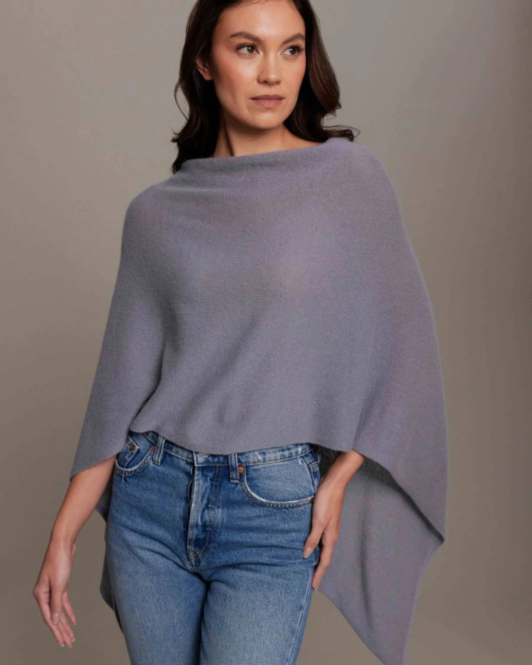 Alashan cashmere  Cashmere Draped Dress Topper in Sterling