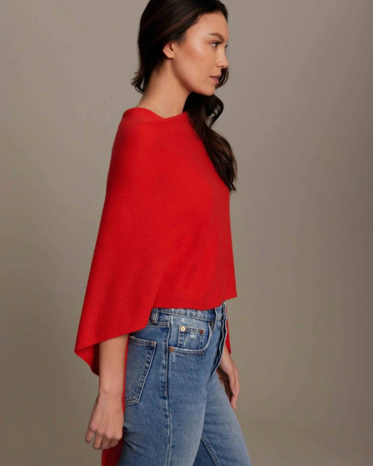 Alashan cashmere  Cashmere Draped Dress Topper in Bombshell 