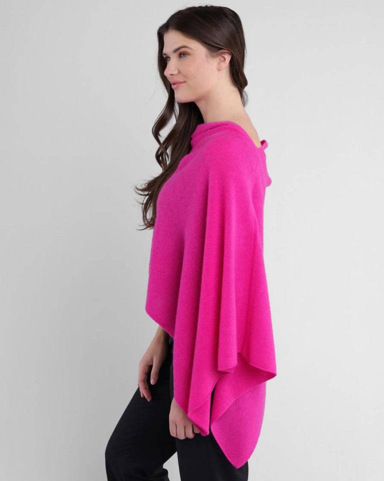 Alashan cashmere  Cashmere Draped Dress Topper in Dragon Fruit