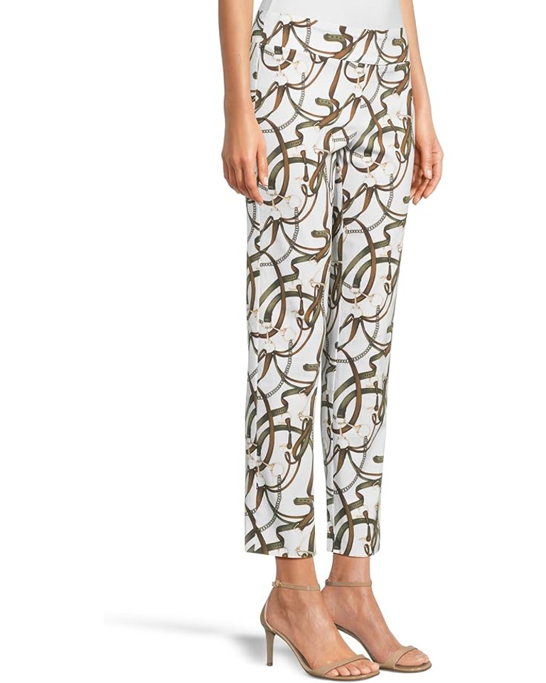 Krazy Larry Pull-On Ankle Pants in White Belts