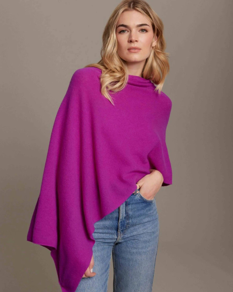 Alashan cashmere Cashmere Draped Dress Topper in Boysenberry