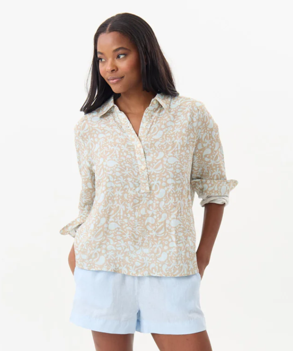 HIHO Women's Shade 4 Button Placket Long Sleeve Top