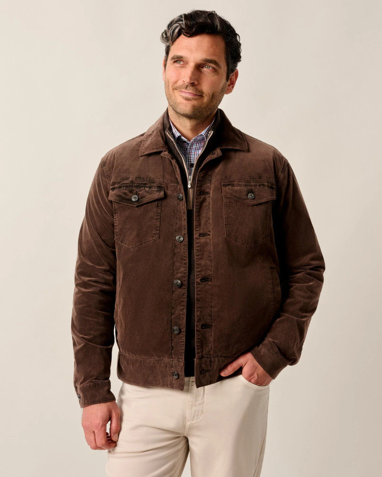 Johnnie-O Men's Rett Garment-Dyed Stretch Corduroy Trucker Jacket