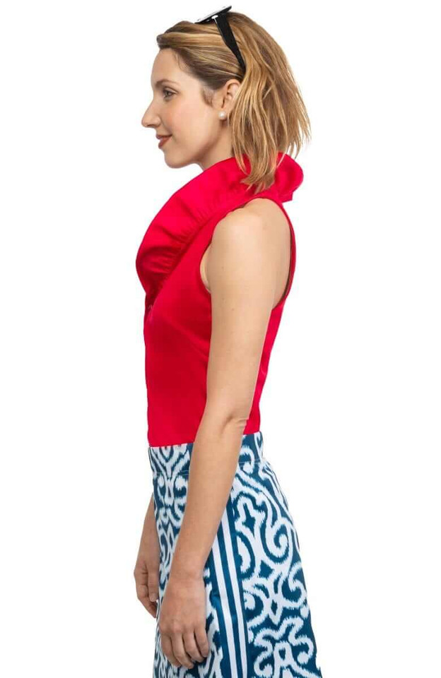 Gretchen Scott's Jersey Sleeveless Ruffneck Top
