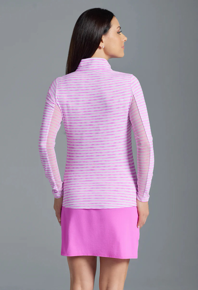 IBKÜL Landon Stripe II Print Long Sleeve Mock Neck Top