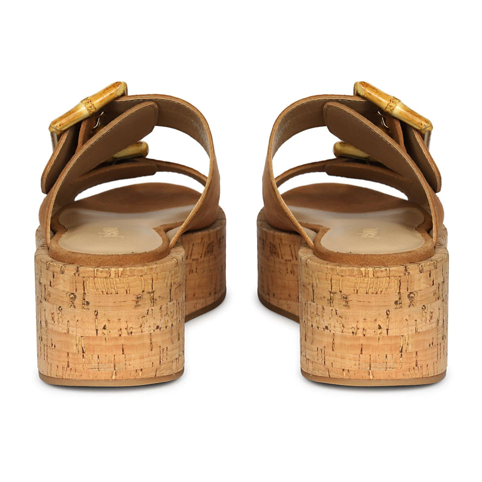 Jelavu's Corkie Cognac Platform Slip-On Sandals