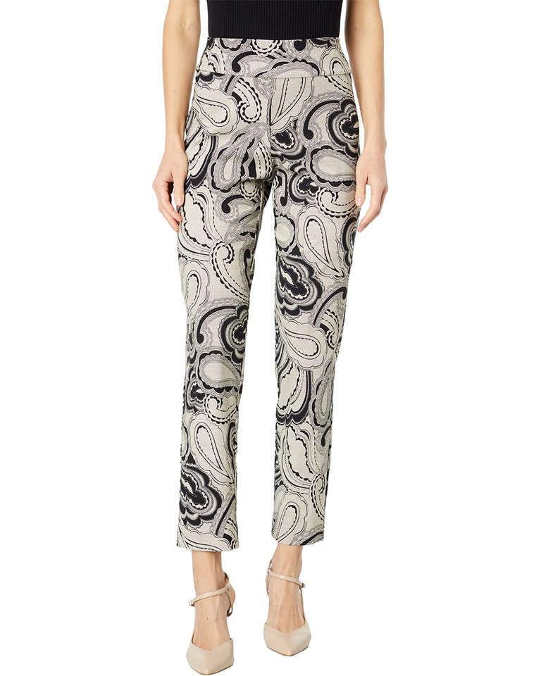 Krazy Larry Pull-On Ankle Pants in Ivory Paisley