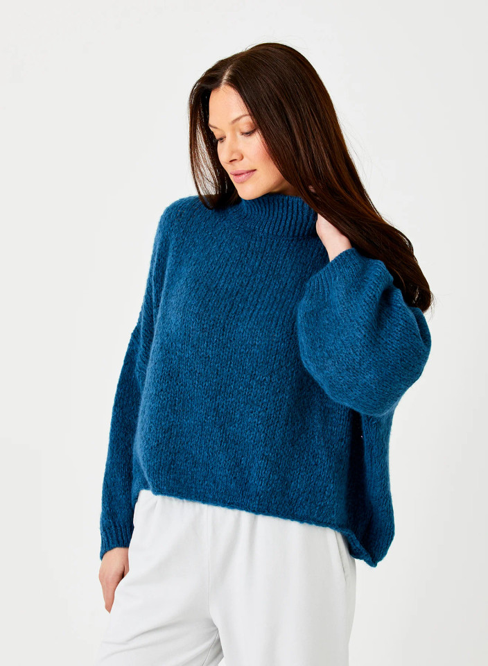 Suzy D London Women's High Neck Oversize Soft Knit Sweater