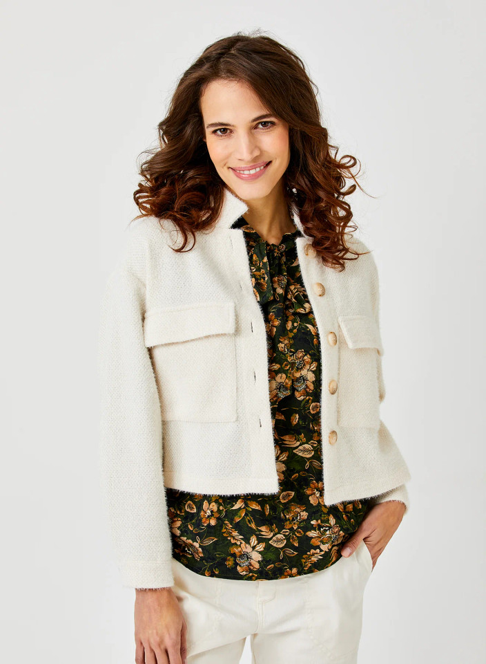 Suzy D London Women's Fluffy Jacket With Front Pocket