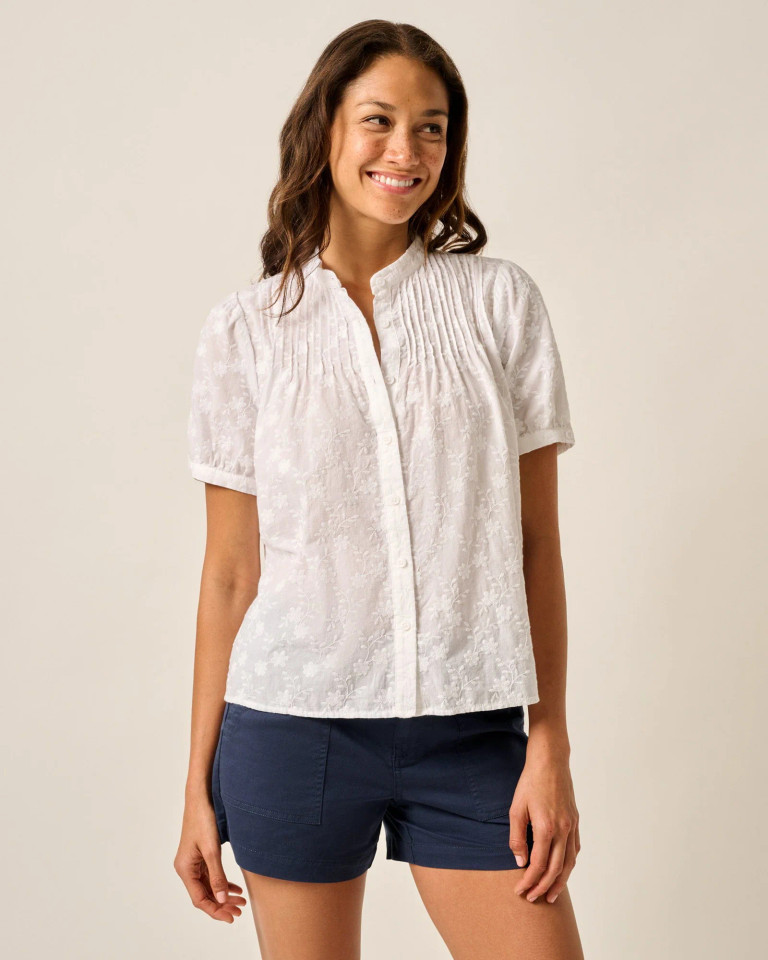 Johnnie-O Women's Rosie Pintuck Cotton Blouse 