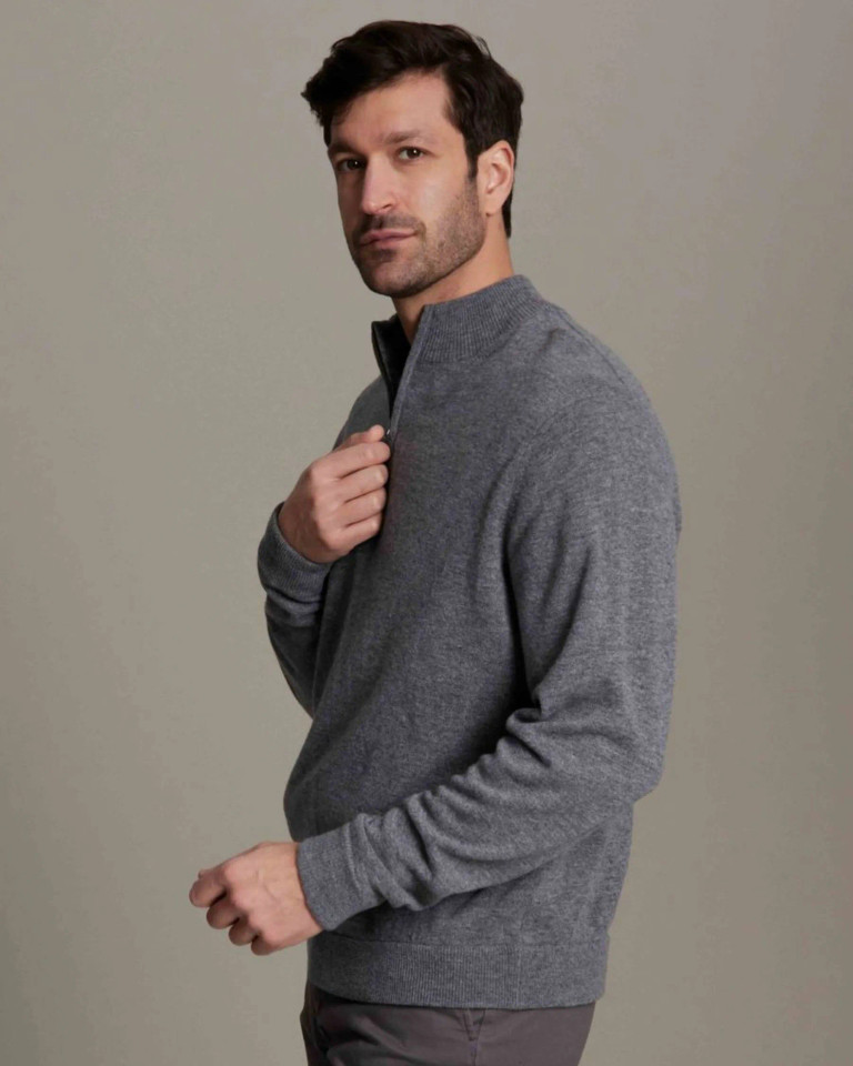 Alashan Cashmere Men's 100% Merino 1/4 Zip Mock Neck Pullover 