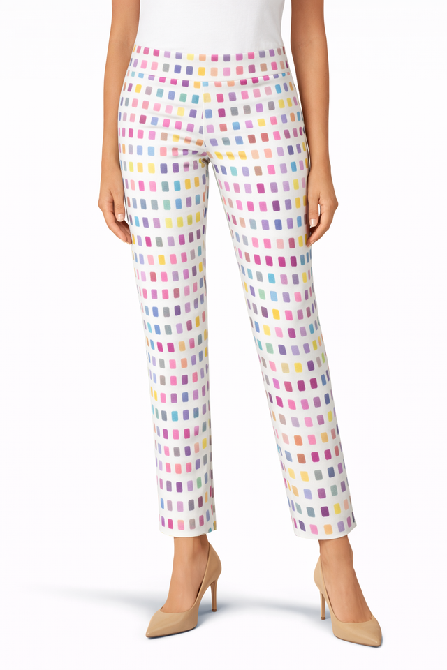 Krazy Larry Pull-On Ankle Pants in Blue Dots