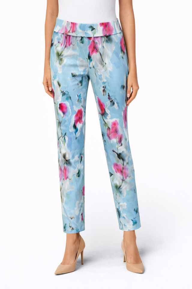 Krazy Larry Pull-On Ankle Pants in Grey Watercolor