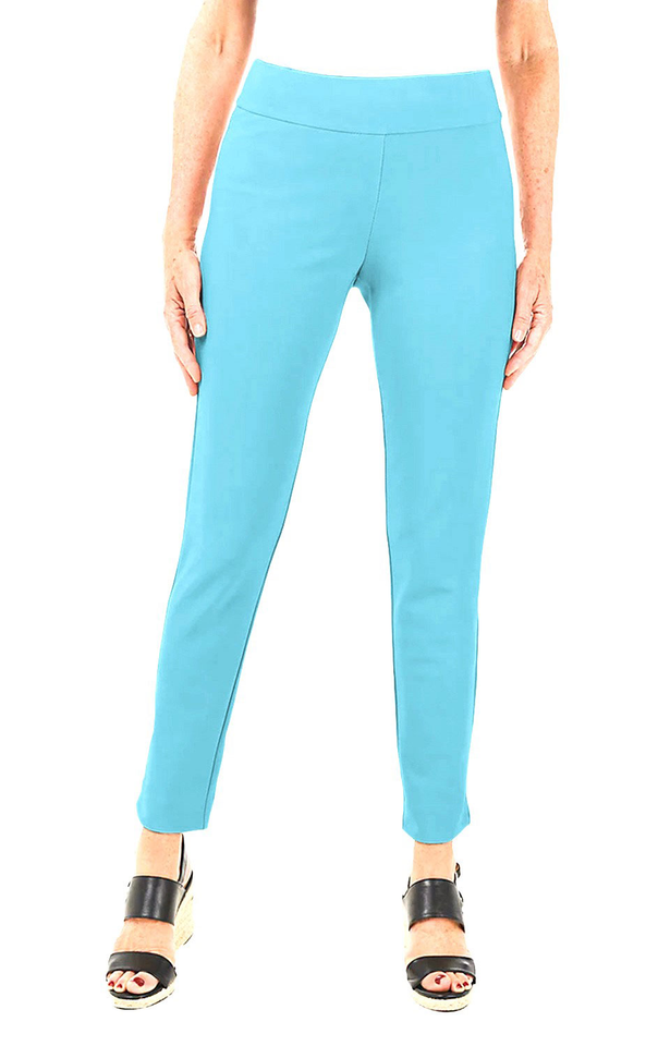 Krazy Larry Microfiber Skinny Pull-On  Pants in Aqua