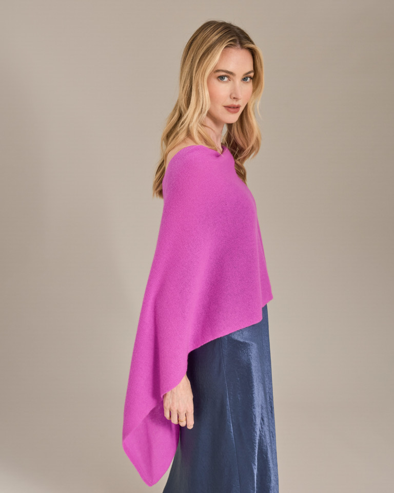 Alashan cashmere Cashmere Draped Dress Topper in Magenta