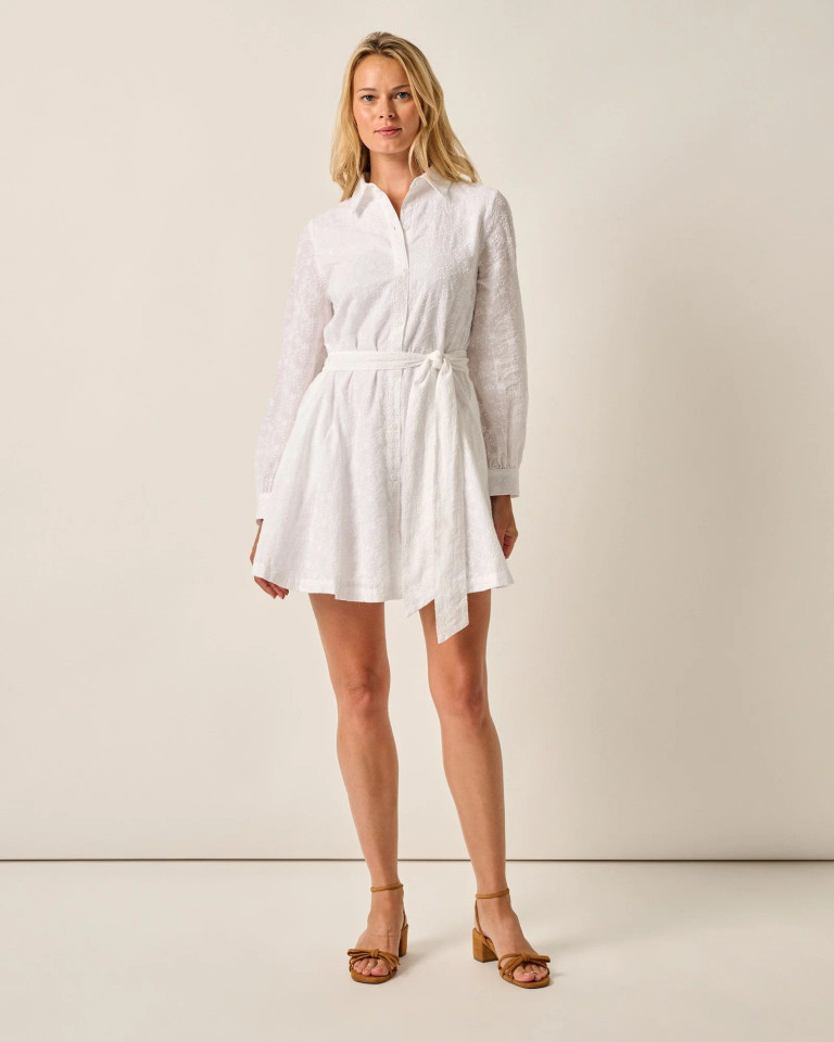 Johnnie-O Women's Jenna Embroidered Flared Shirt Dress