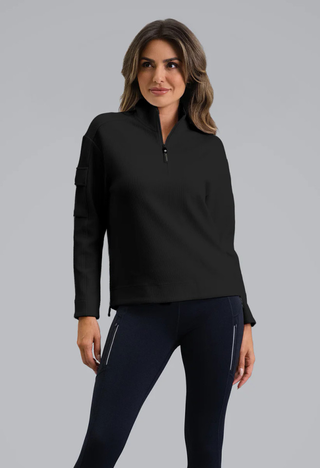 Ibkul Women's Micro Waffle Knit 1/4 Zip Pullover