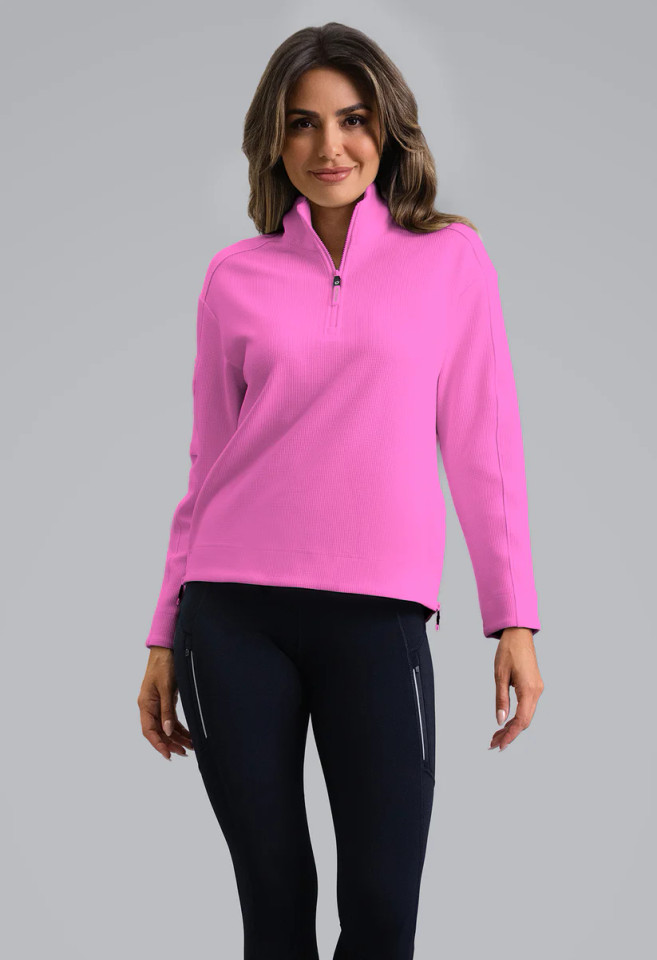 Ibkul Women's Micro Waffle Knit 1/4 Zip Pullover