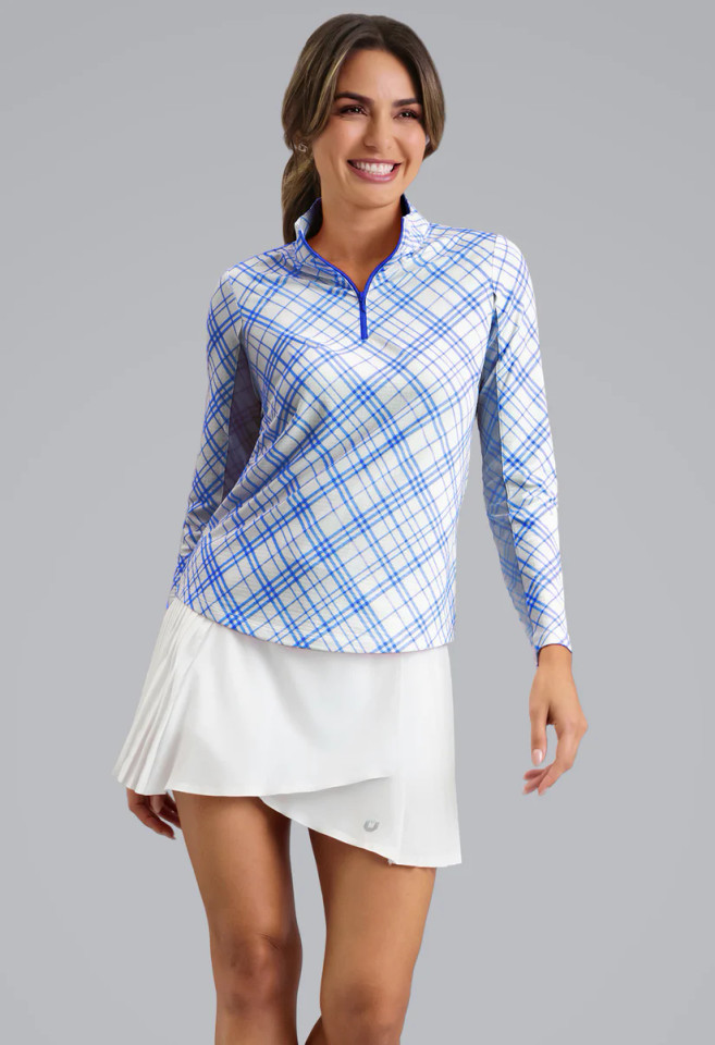 Ibkul Women's Tony Print Long Sleeve Mock Neck Top