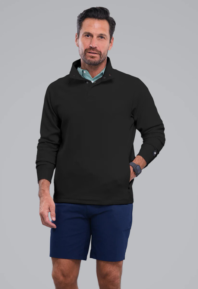IBKÜL Waffle Knit 1/4 Snap Mock Neck Top