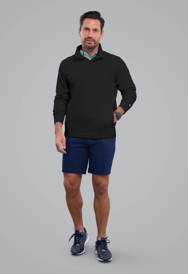 Ibkul Men's Waffle Knit 1/4 Snap Mock Neck Top