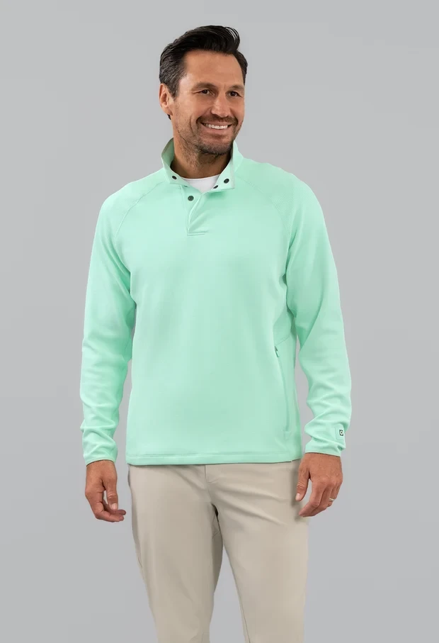 IBKÜL Waffle Knit 1/4 Snap Mock Neck Top