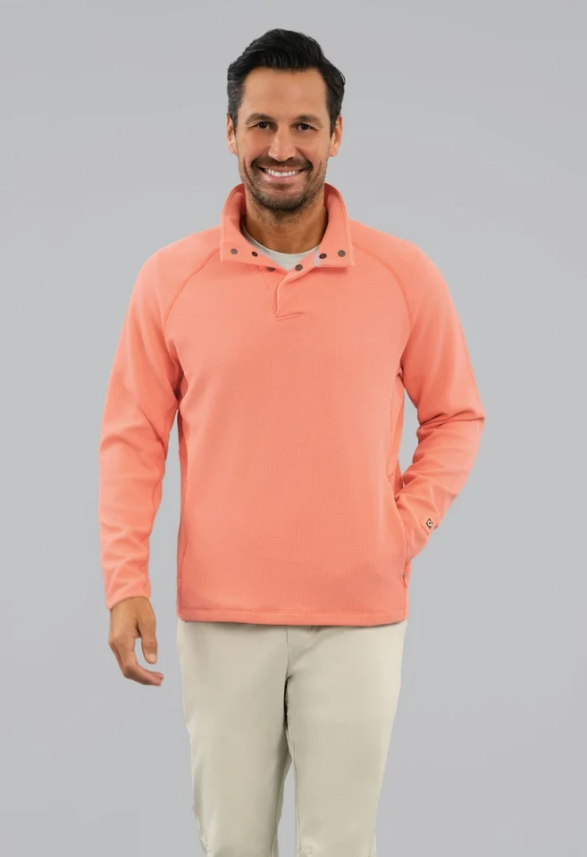 IBKÜL Waffle Knit 1/4 Snap Mock Neck Top