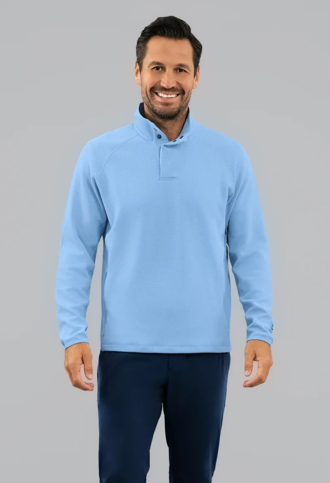 IBKÜL Waffle Knit 1/4 Snap Mock Neck Top