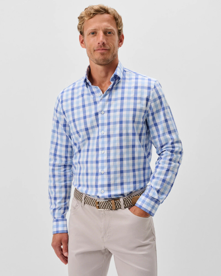 Johnnie-O Men's Slub Cotton Button Down Shirt - Candler Exploded Check