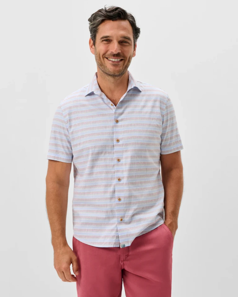Johnnie-O Leander Cotton Blend Short Sleeve Button Down Shirt