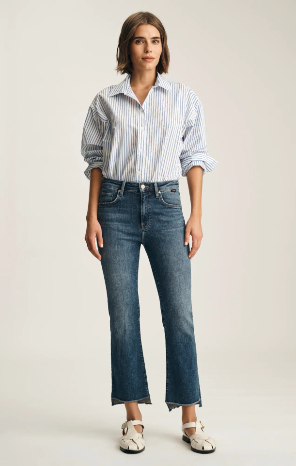 Mavi Jeans Women's Anika Mid Rise Cropped Flare Jeans