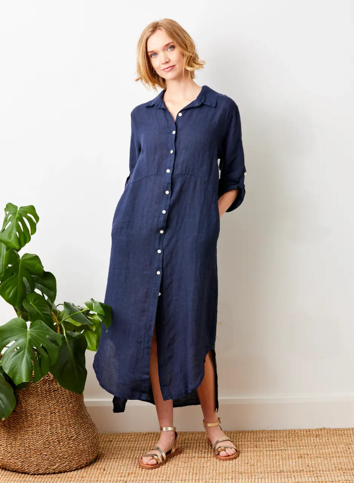 Suzy D London's Larino Linen Button Dress 